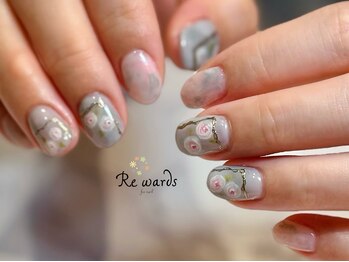 アンティーク風ローズネイル