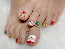 アップネイル/クリスマスフットネイル