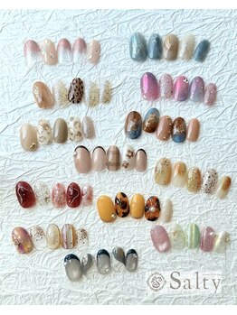 ネイルアンドアイラッシュサロン ソルティ 寺田町(salty)の写真/手元が綺麗に見える上品デザインが豊富!【マンスリー¥5500円季節の選べるデザインコース¥6160円】