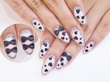 ネイルコレクション ベビーピンク(Baby Pink)/ジェル放題★3D黒リボン＆ハート