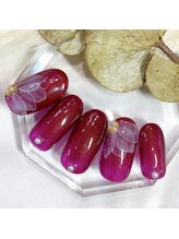 サロンR/たらし込みフラワーネイル