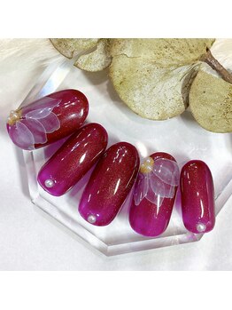 サロンR/たらし込みフラワーネイル