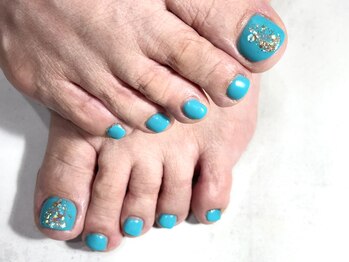 シーグラス(SeaGlass)/ターコイズフットネイル