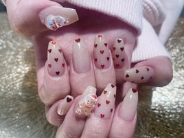 ハートクリスマスネイル