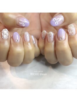リッシュ ドゥ(RICHE deux)/パープル×キラキラ 推しネイル