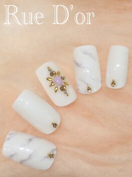 ツメトトノウ/大理石 大人ホワイトネイル