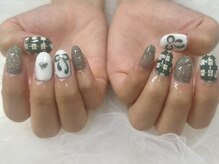サンミーゴネイル 神戸店(Sunmego Nail)/チェック×リボンネイル