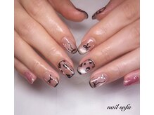 ネイルソファ 生駒(nail sofa)/leopard × ribbon