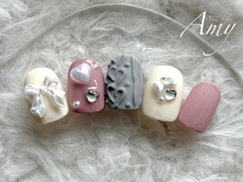 リボンハートネイル