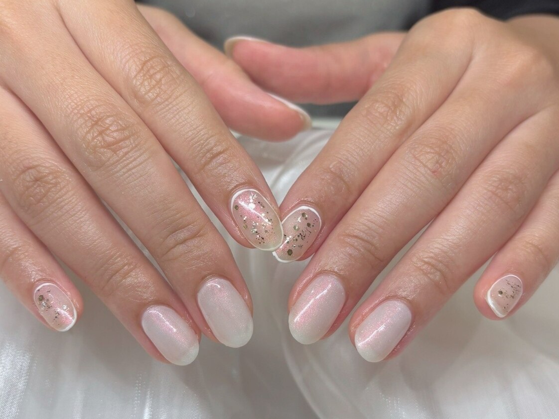 りんご様 ホワイトワンカラー 2026年冬トレンド】ホワイト ワンカラー ハンドのネイルデザイン集