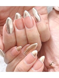 ミラー　フレンチ　夏　ゴールド