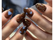 ミニョン 北堀江(mignon)/ブラウン×水色ネイル