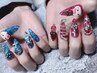 【アクリルスカルプ★長さだし】★ゴテキラ★アート10本/つけ放題180分¥15800