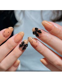 ドット×リボンネイル