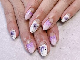 パープルフラワーネイル