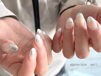 アプリシーエイトネイル(appreciate nail)/ラメフレンチ♪
