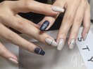 ネイビー×グレー×ライン