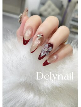 デリーネイル(Dely_nail)/大人の色気・ボルドーフラワー