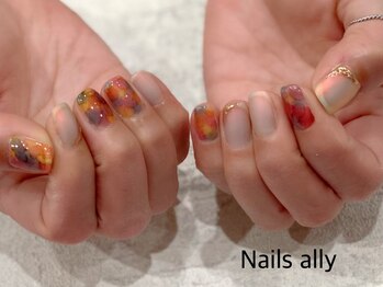 ネイルズアリー 立川店(Nails ally)/リキッドネイル×たらし込み×春