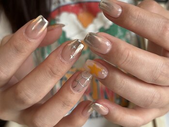 ガレージネイル(GARAGE Nail)/手書き星/シルバーチェック