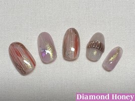 縦線アート×リングネイル