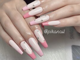 ピンクフレンチ上品ネイル