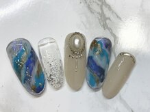 ラリュールネイル(L'Allure nail)/大理石ネイル￥8200