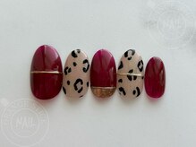 オレンジスティック/ヒョウ柄/レオパード/大人ネイル