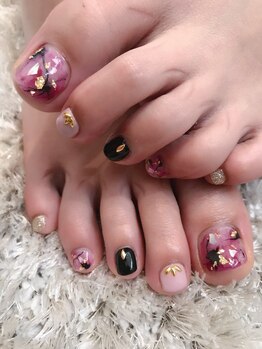 オープンジョー(open-jaw)/ニュアンス×大理石風ネイル