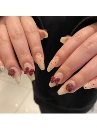 ボルドーリボンと薔薇♪