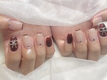 モカ 心斎橋(moca by Lee)/【Aina】ボルドーリボンネイル