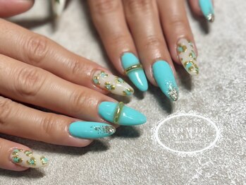 ホーミーネイルズ アットオフザリップパーク(HOMIE Nails at off the Lip park)/ターコイズレオパードネイル