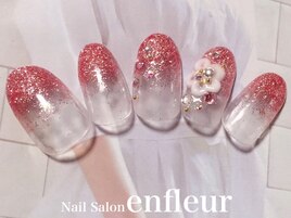 ラメグラデ＆お花３D＆ストーン