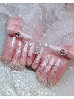 ピンククロムネイル スカルプ