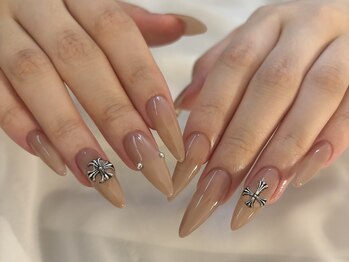 ワンカラー+ロング爪