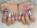 青！ピンク！派手カワネイル