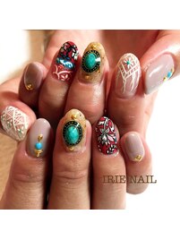 ジェル　手描き4本アート