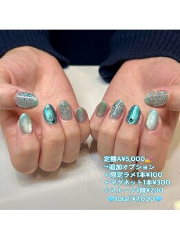キューセブンネイルラウンジ 与野店(Q7 Nail Lounge)/定額Aコース＋オプション¥7,000