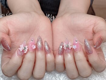 レアネイル 新宿(le'a nail)/韓国風リボンネイル