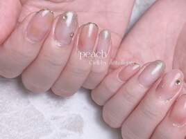 じゅわっとキラキラ桃ネイル