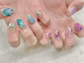 ネイルサロン ドゥ(Nail Salon Doux)/（平田）アシメマーメイドネイル