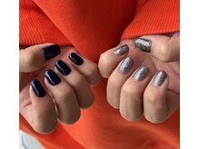 ラティ ネイル(Ratie nail)/ネイビー×フラッシュ