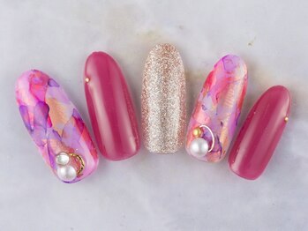 ネイルプラザ 河原町OPA店(NAIL PLAZA)/ピンクマーブルネイル