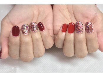 アイリッシュネイル 久屋大通店(Irish Nail)/赤×ラメネイル