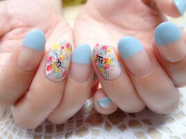 手書きジェルフラワーネイル♪