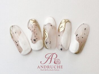 アンドルーチェ なんばパークス店(ANDRUCHE)/砂ジェル×ミラー/クリアネイル