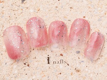 アイネイルズ 町田店(I nails)/塗りかけピンクラメネイル6480円