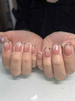 アクアマリン(AQUAMARINE)/カラグラ+ラメフレンチ