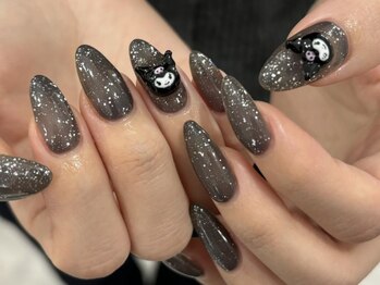 ネイルメゾン 梅田(NAIL MAISON)/ブラックラメ￥4550＋パーツ代