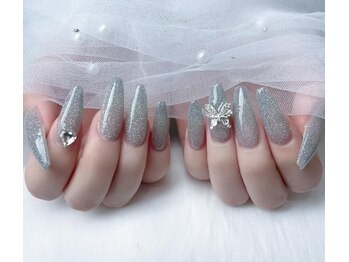 チップ長さ出しワンカラーラメ